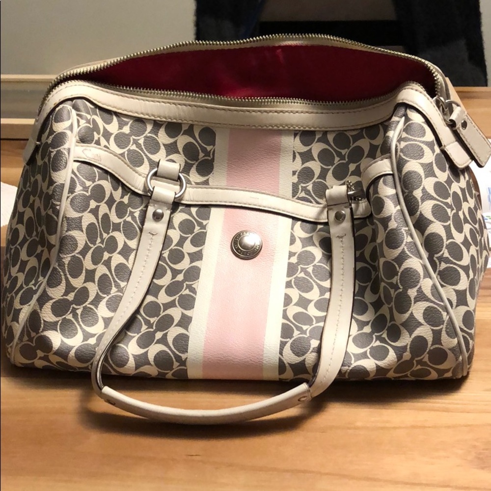 Genuine Coach Bag, gray and pink